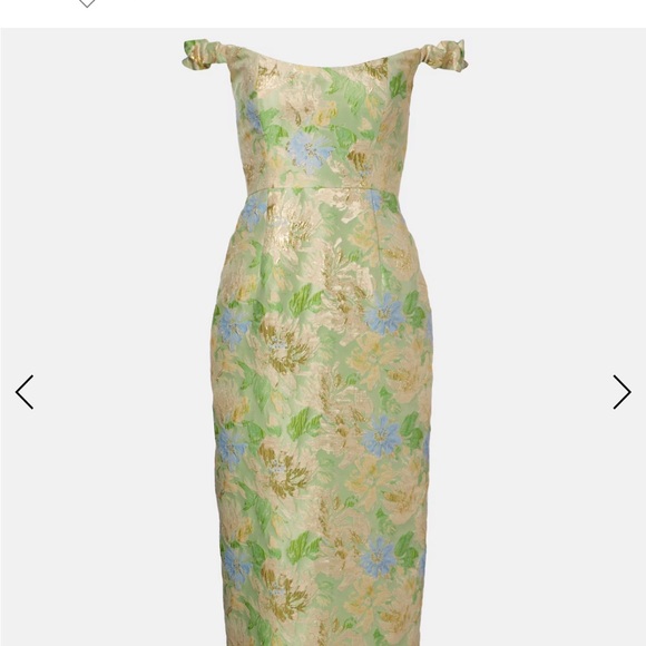 Markarian Dresses & Skirts - Markarian Green Pink Off-Shoulder Sheath Dress